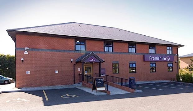 Exterior at Premier Inn Yeovil Airfield showing car park